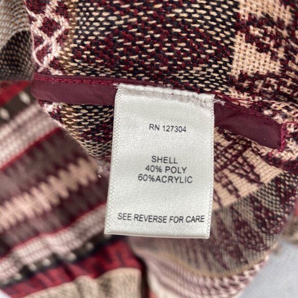 John Mark Sweater Womens Large Burgundy Pattern Vest Wired Collar Button Fringe - Picture 6 of 11